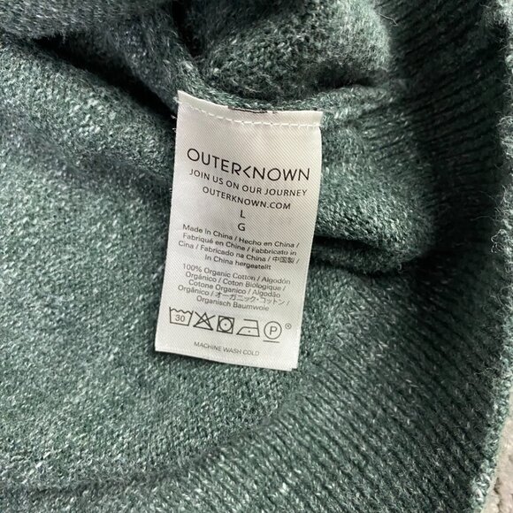 Outerknown Sweater Sweatshirt Large Fits like Small Green Heather Crew Roll Neck - Picture 5 of 12